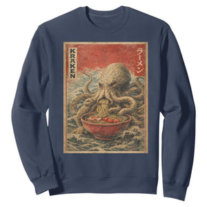 Sea Monster Eating Ramen Sweatshirt Vintage Graphic Japanese Lover Ukiyo-e Art TS10 Navy Print Your Wear