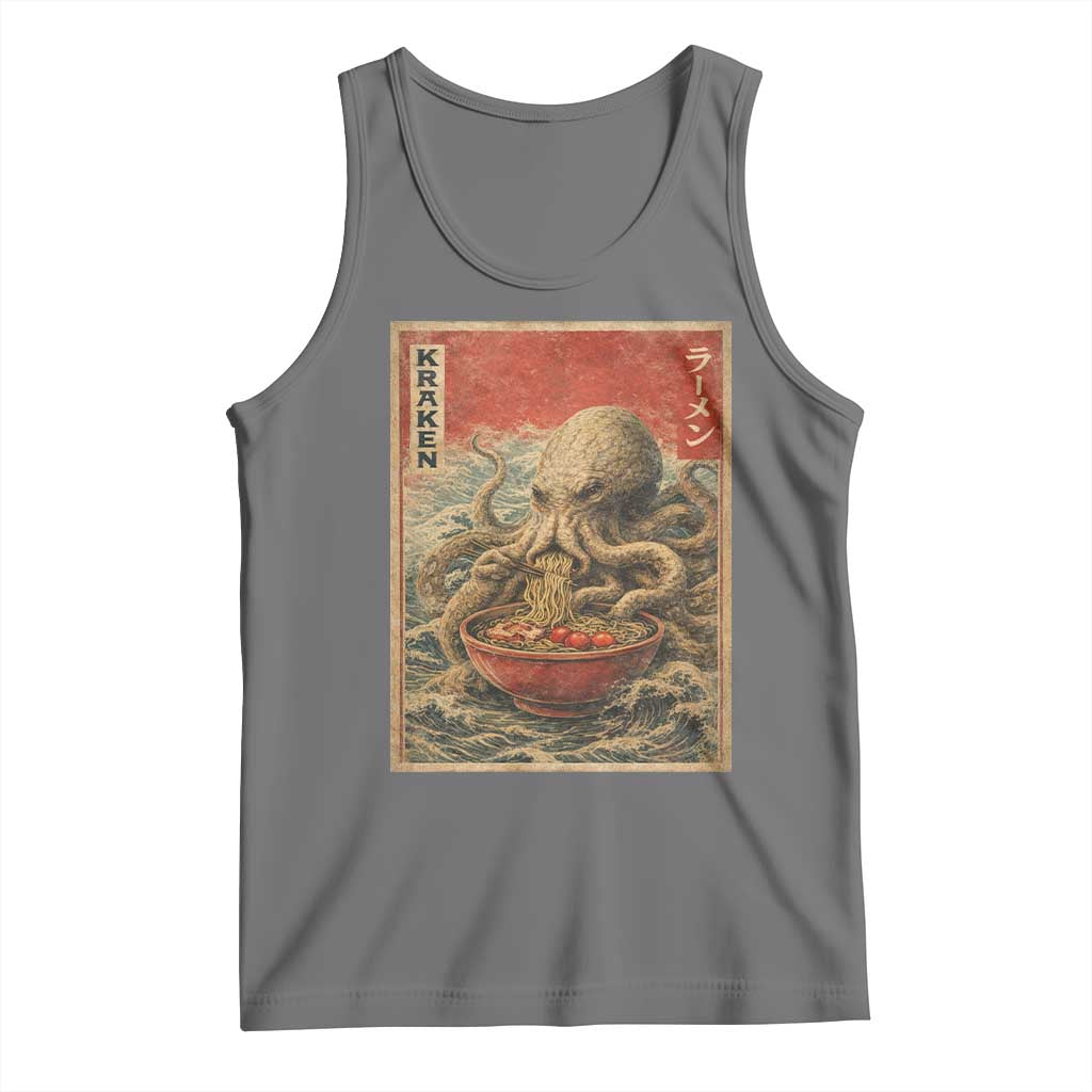 Sea Monster Eating Ramen Tank Top Vintage Graphic Japanese Lover Ukiyo-e Art TS10 Black Heather Print Your Wear