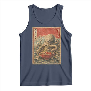 Sea Monster Eating Ramen Tank Top Vintage Graphic Japanese Lover Ukiyo-e Art TS10 Navy Print Your Wear