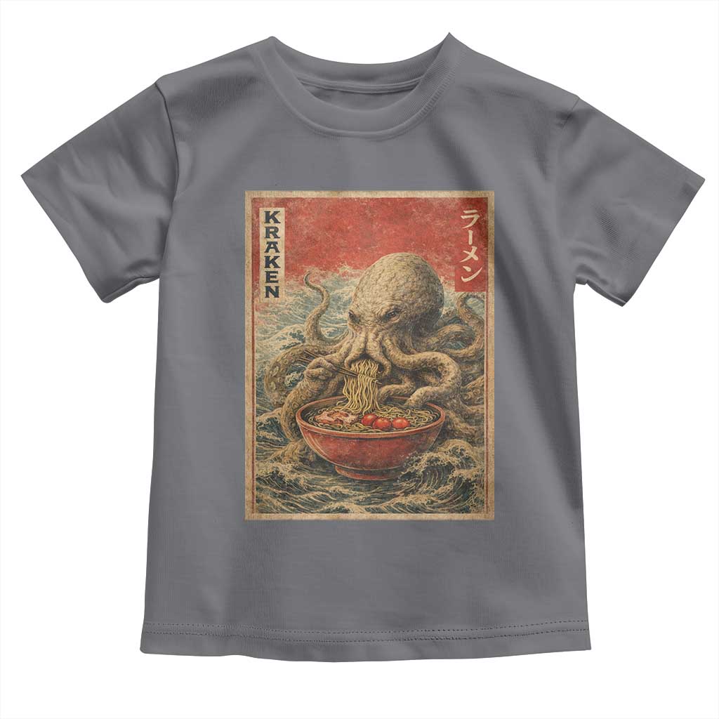 Sea Monster Eating Ramen Toddler T Shirt Vintage Graphic Japanese Lover Ukiyo-e Art TS10 Charcoal Print Your Wear