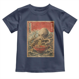Sea Monster Eating Ramen Toddler T Shirt Vintage Graphic Japanese Lover Ukiyo-e Art TS10 Navy Print Your Wear
