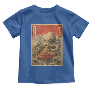 Sea Monster Eating Ramen Toddler T Shirt Vintage Graphic Japanese Lover Ukiyo-e Art TS10 Royal Blue Print Your Wear