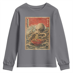 Sea Monster Eating Ramen Youth Sweatshirt Vintage Graphic Japanese Lover Ukiyo-e Art TS10 Charcoal Print Your Wear