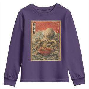 Sea Monster Eating Ramen Youth Sweatshirt Vintage Graphic Japanese Lover Ukiyo-e Art TS10 Purple Print Your Wear