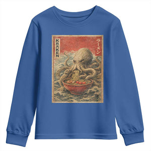 Sea Monster Eating Ramen Youth Sweatshirt Vintage Graphic Japanese Lover Ukiyo-e Art TS10 Royal Blue Print Your Wear