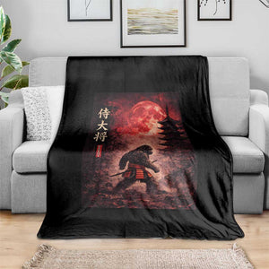 Samurai Bigfoot Throw Blanket Vintage Japanese Graphic Ukiyo-e Art Sasquatch Red Moon TS10 Print Your Wear