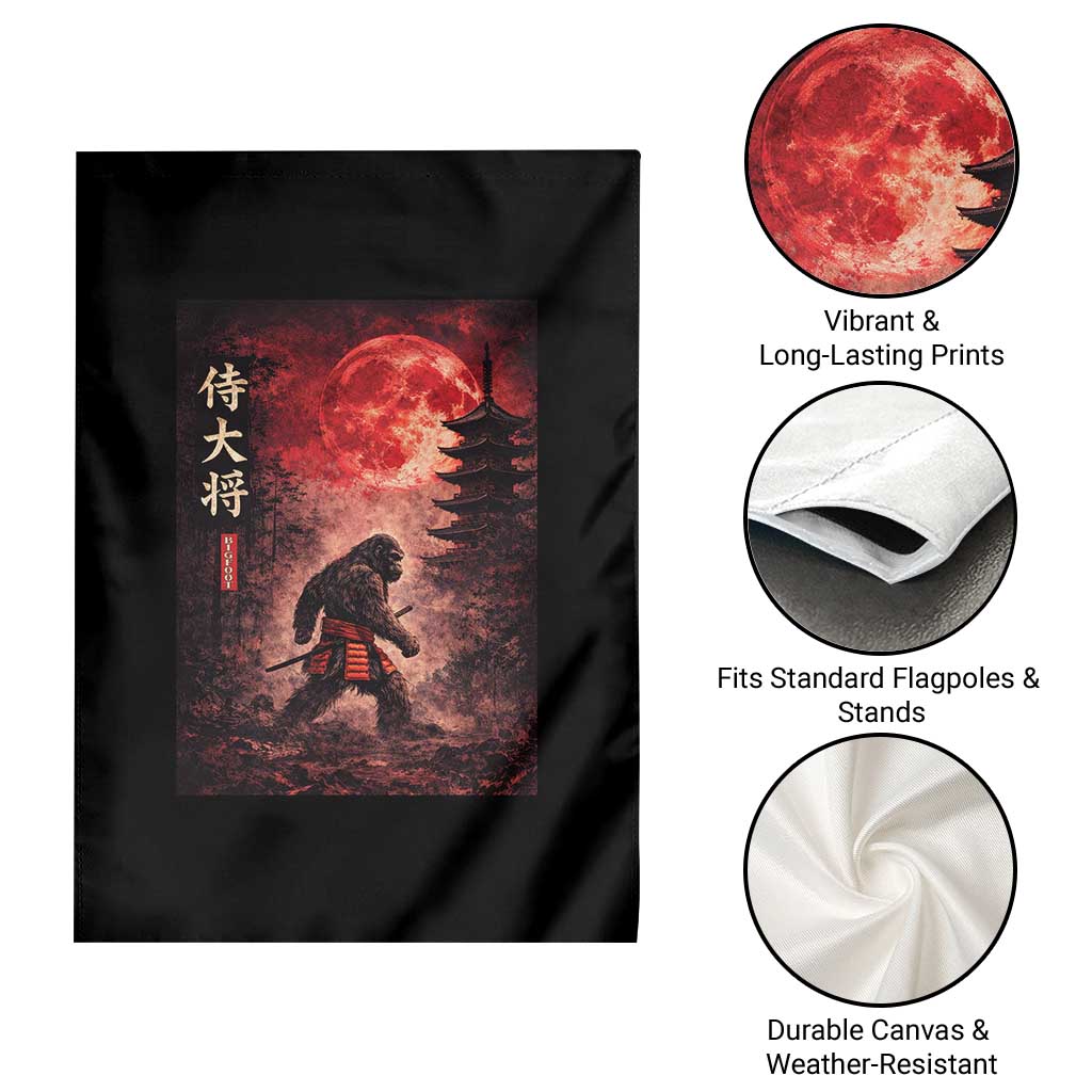Samurai Bigfoot Garden Flag Vintage Japanese Graphic Ukiyo-e Art Sasquatch Red Moon TS10 Print Your Wear