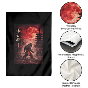 Samurai Bigfoot Garden Flag Vintage Japanese Graphic Ukiyo-e Art Sasquatch Red Moon TS10 Print Your Wear