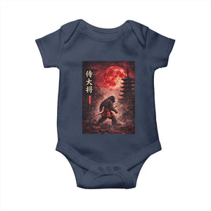 Samurai Bigfoot Baby Onesie Vintage Japanese Graphic Ukiyo-e Art Sasquatch Red Moon TS10 Navy Print Your Wear