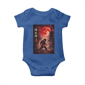 Samurai Bigfoot Baby Onesie Vintage Japanese Graphic Ukiyo-e Art Sasquatch Red Moon TS10 Royal Blue Print Your Wear