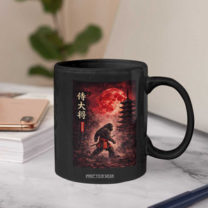 Samurai Bigfoot Coffee Mug Vintage Japanese Graphic Ukiyo-e Art Sasquatch Red Moon TS10 Print Your Wear
