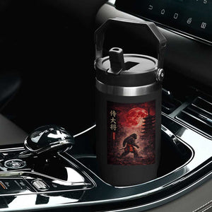 Samurai Bigfoot Flip Straw Tumbler Vintage Japanese Graphic Ukiyo-e Art Sasquatch Red Moon TS10 Print Your Wear