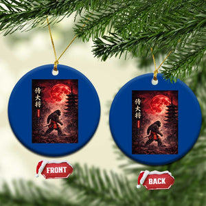 Samurai Bigfoot Ceramic Ornament Vintage Japanese Graphic Ukiyo-e Art Sasquatch Red Moon TS10 1pc Blue Print Your Wear