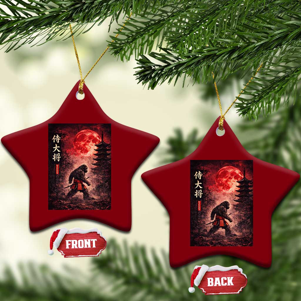 Samurai Bigfoot Ceramic Ornament Vintage Japanese Graphic Ukiyo-e Art Sasquatch Red Moon TS10 Print Your Wear