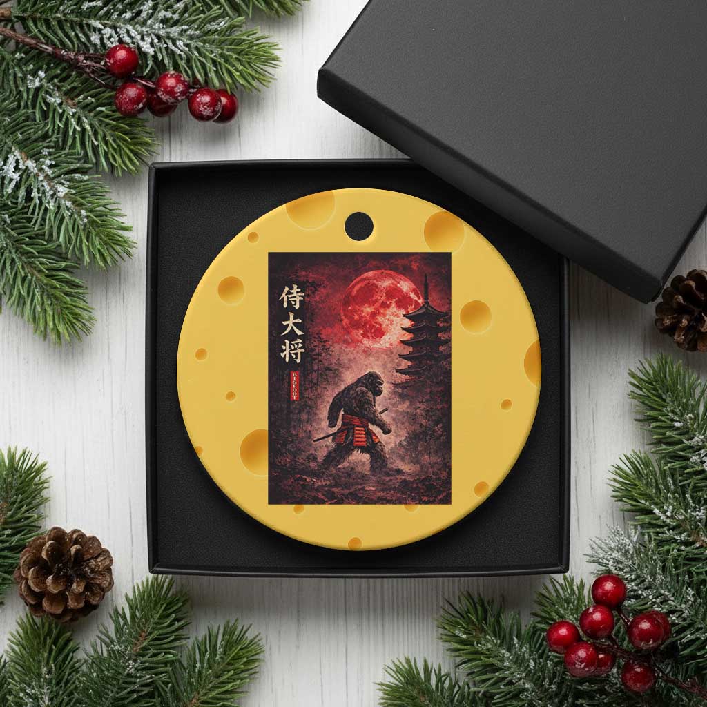 Samurai Bigfoot Ceramic Ornament Vintage Japanese Graphic Ukiyo-e Art Sasquatch Red Moon TS10 1pc Yellow Cheese Print Your Wear
