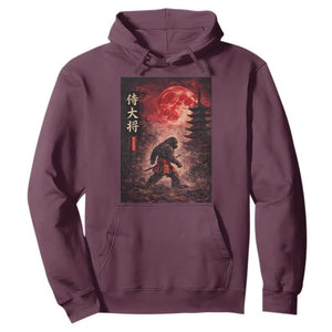 Samurai Bigfoot Hoodie Vintage Japanese Graphic Ukiyo-e Art Sasquatch Red Moon TS10 Maroon Print Your Wear