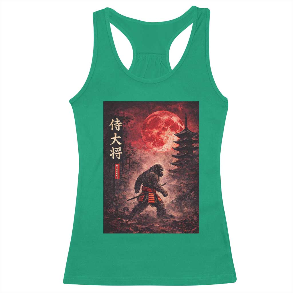 Samurai Bigfoot Racerback Tank Top Vintage Japanese Graphic Ukiyo-e Art Sasquatch Red Moon TS10 Irish Green Print Your Wear