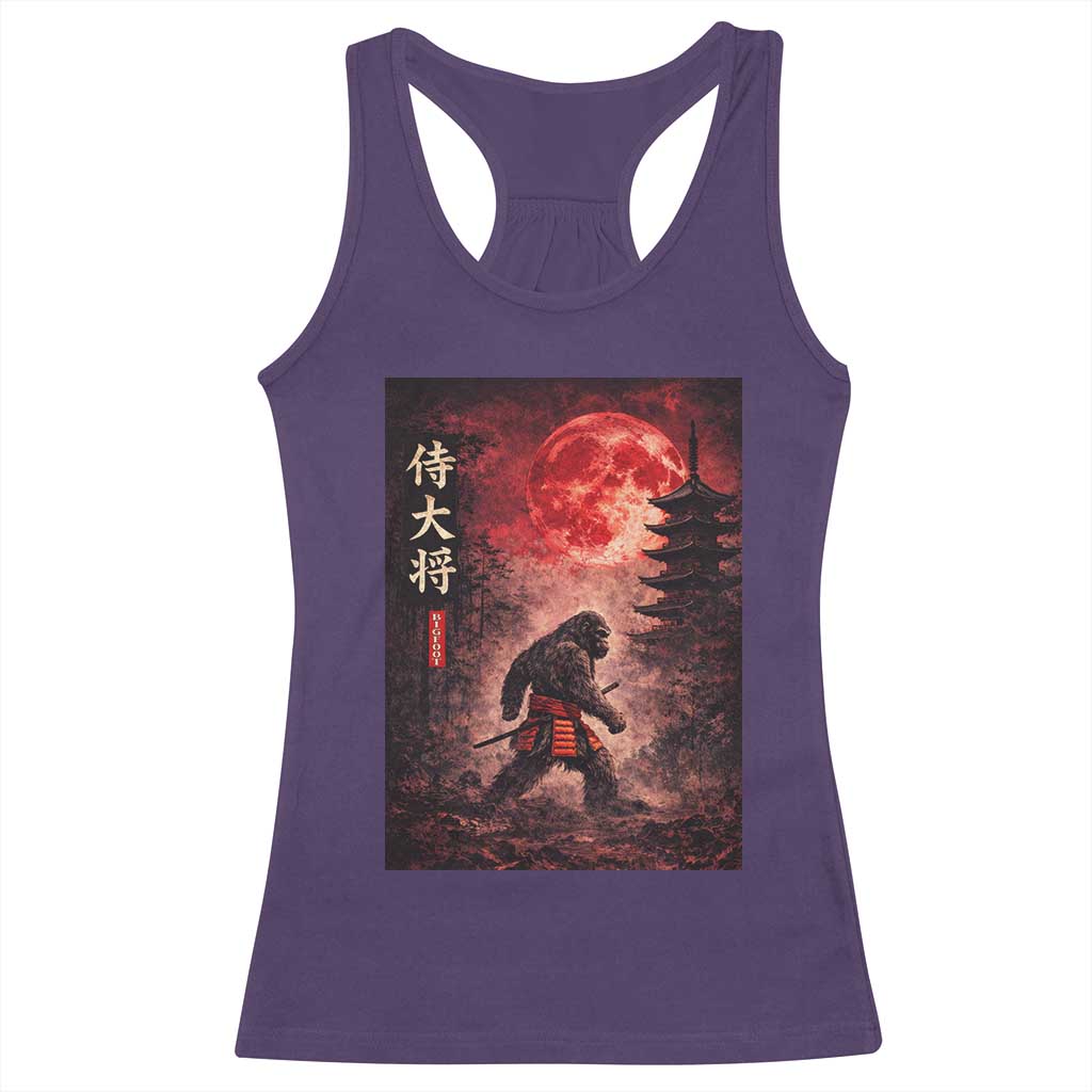 Samurai Bigfoot Racerback Tank Top Vintage Japanese Graphic Ukiyo-e Art Sasquatch Red Moon TS10 Purple Print Your Wear