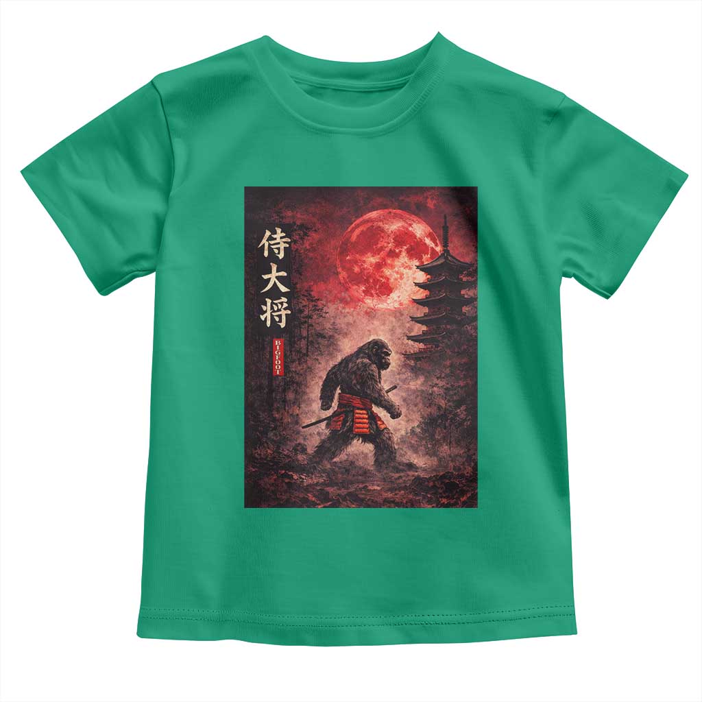 Samurai Bigfoot Toddler T Shirt Vintage Japanese Graphic Ukiyo-e Art Sasquatch Red Moon TS10 Irish Green Print Your Wear