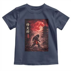 Samurai Bigfoot Toddler T Shirt Vintage Japanese Graphic Ukiyo-e Art Sasquatch Red Moon TS10 Navy Print Your Wear