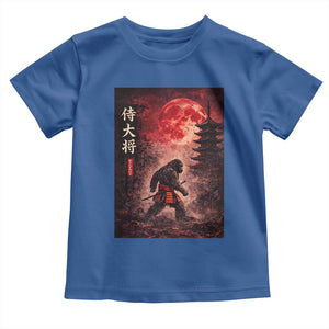 Samurai Bigfoot Toddler T Shirt Vintage Japanese Graphic Ukiyo-e Art Sasquatch Red Moon TS10 Royal Blue Print Your Wear