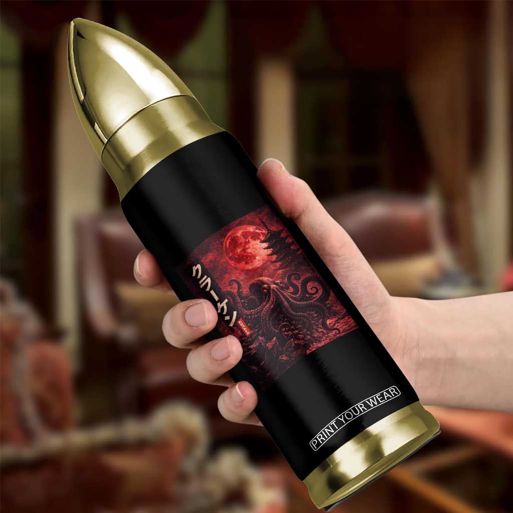 Vintage Sea Monster Bullet Tumbler Horror Japanese Octopus Mythology Temple Red Moon TS10 Print Your Wear