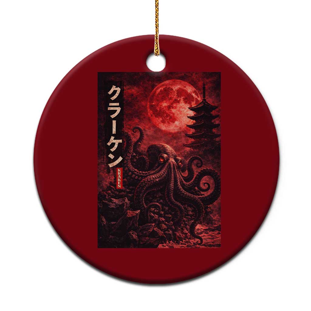 Vintage Sea Monster Ceramic Ornament Horror Japanese Octopus Mythology Temple Red Moon TS10 1pc Red Print Your Wear