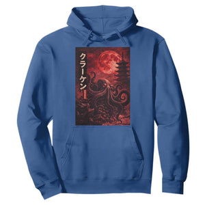 Vintage Sea Monster Hoodie Horror Japanese Octopus Mythology Temple Red Moon TS10 Royal Blue Print Your Wear