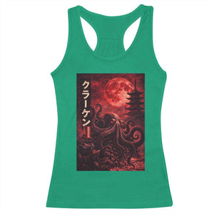 Vintage Sea Monster Racerback Tank Top Horror Japanese Octopus Mythology Temple Red Moon TS10 Irish Green Print Your Wear