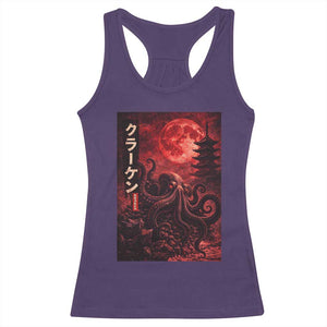 Vintage Sea Monster Racerback Tank Top Horror Japanese Octopus Mythology Temple Red Moon TS10 Purple Print Your Wear