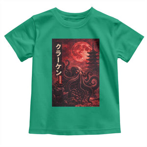 Vintage Sea Monster Toddler T Shirt Horror Japanese Octopus Mythology Temple Red Moon TS10 Irish Green Print Your Wear