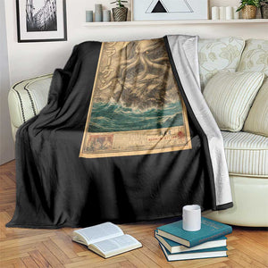 Vintage Japanese Sea Monster Throw Blanket Retro Mythology Newspaper Ukiyo-e Art TS10 Print Your Wear