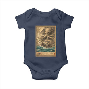Vintage Japanese Sea Monster Baby Onesie Retro Mythology Newspaper Ukiyo-e Art TS10 Navy Print Your Wear