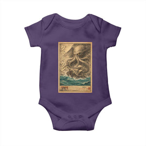 Vintage Japanese Sea Monster Baby Onesie Retro Mythology Newspaper Ukiyo-e Art TS10 Purple Print Your Wear