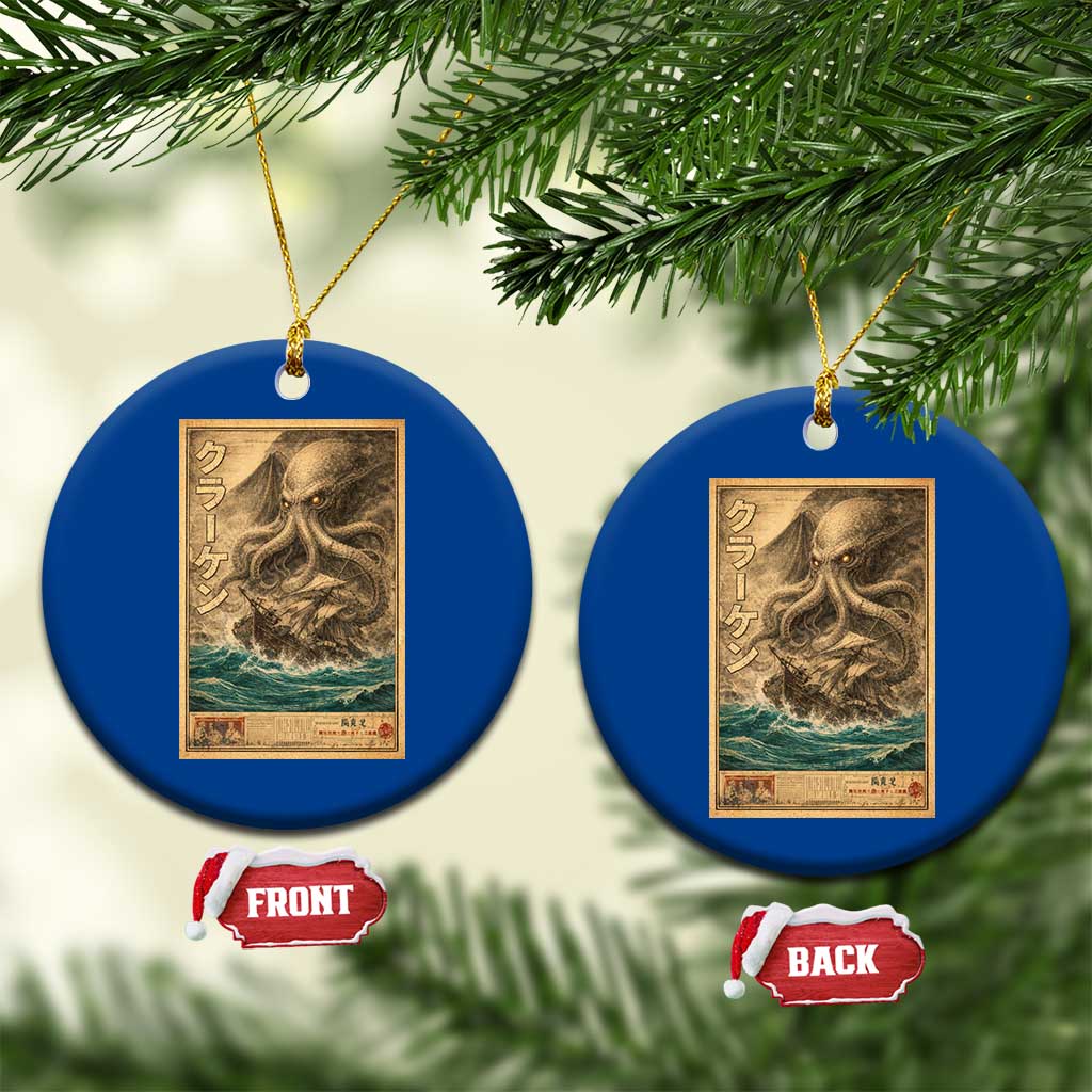 Vintage Japanese Sea Monster Ceramic Ornament Retro Mythology Newspaper Ukiyo-e Art TS10 1pc Blue Print Your Wear