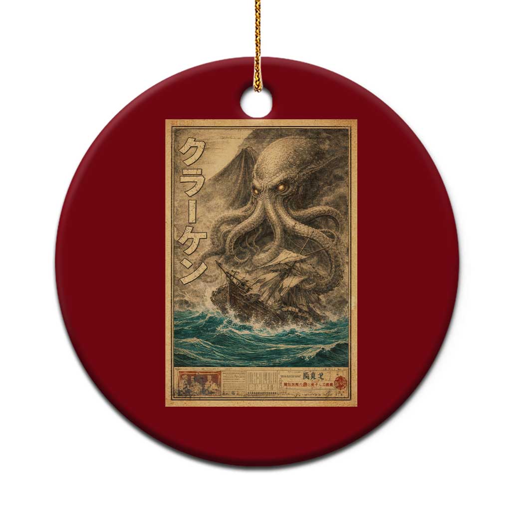 Vintage Japanese Sea Monster Ceramic Ornament Retro Mythology Newspaper Ukiyo-e Art TS10 1pc Red Print Your Wear
