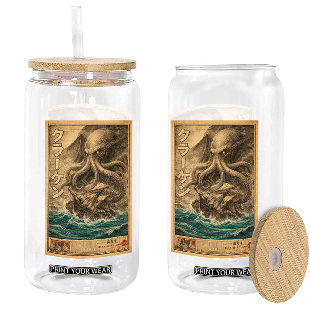 Vintage Japanese Sea Monster Glass Can Retro Mythology Newspaper Ukiyo-e Art TS10 Print Your Wear