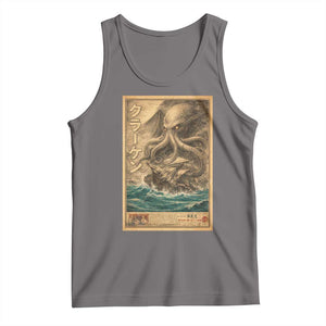 Vintage Japanese Sea Monster Tank Top Retro Mythology Newspaper Ukiyo-e Art TS10 Deep Heather Print Your Wear