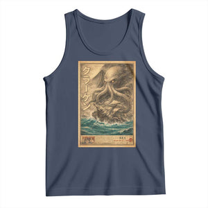 Vintage Japanese Sea Monster Tank Top Retro Mythology Newspaper Ukiyo-e Art TS10 Navy Print Your Wear