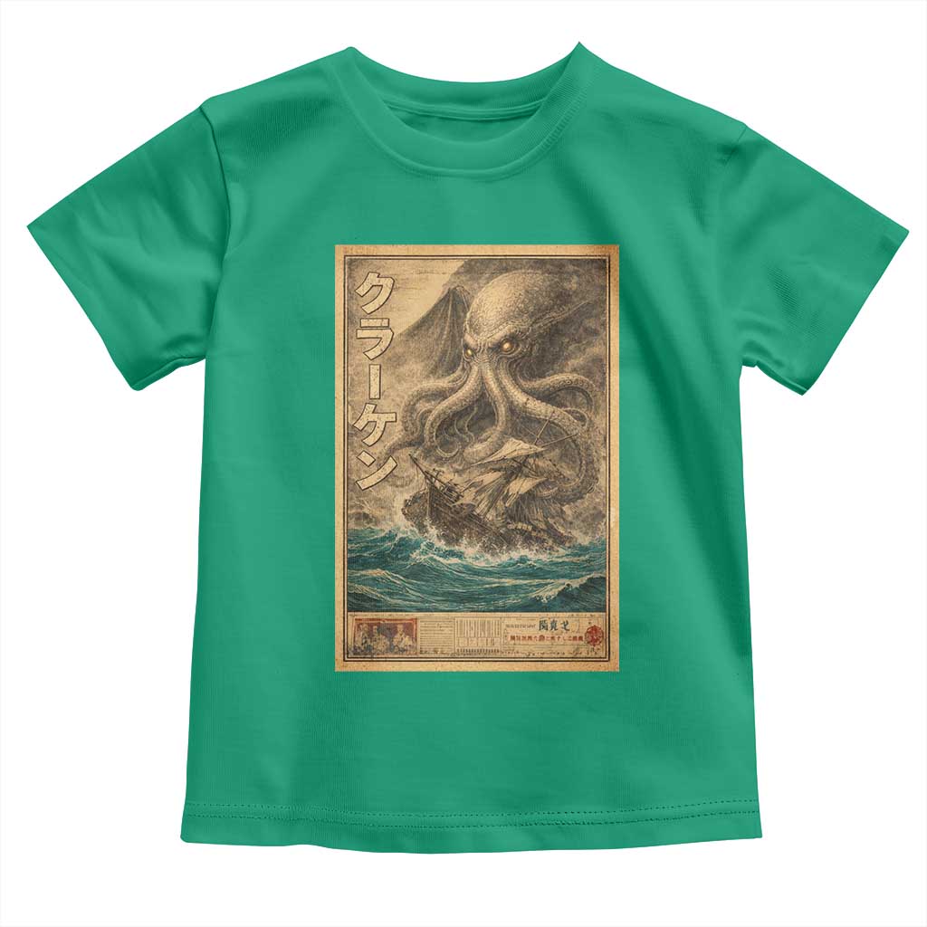 Vintage Japanese Sea Monster Toddler T Shirt Retro Mythology Newspaper Ukiyo-e Art TS10 Irish Green Print Your Wear