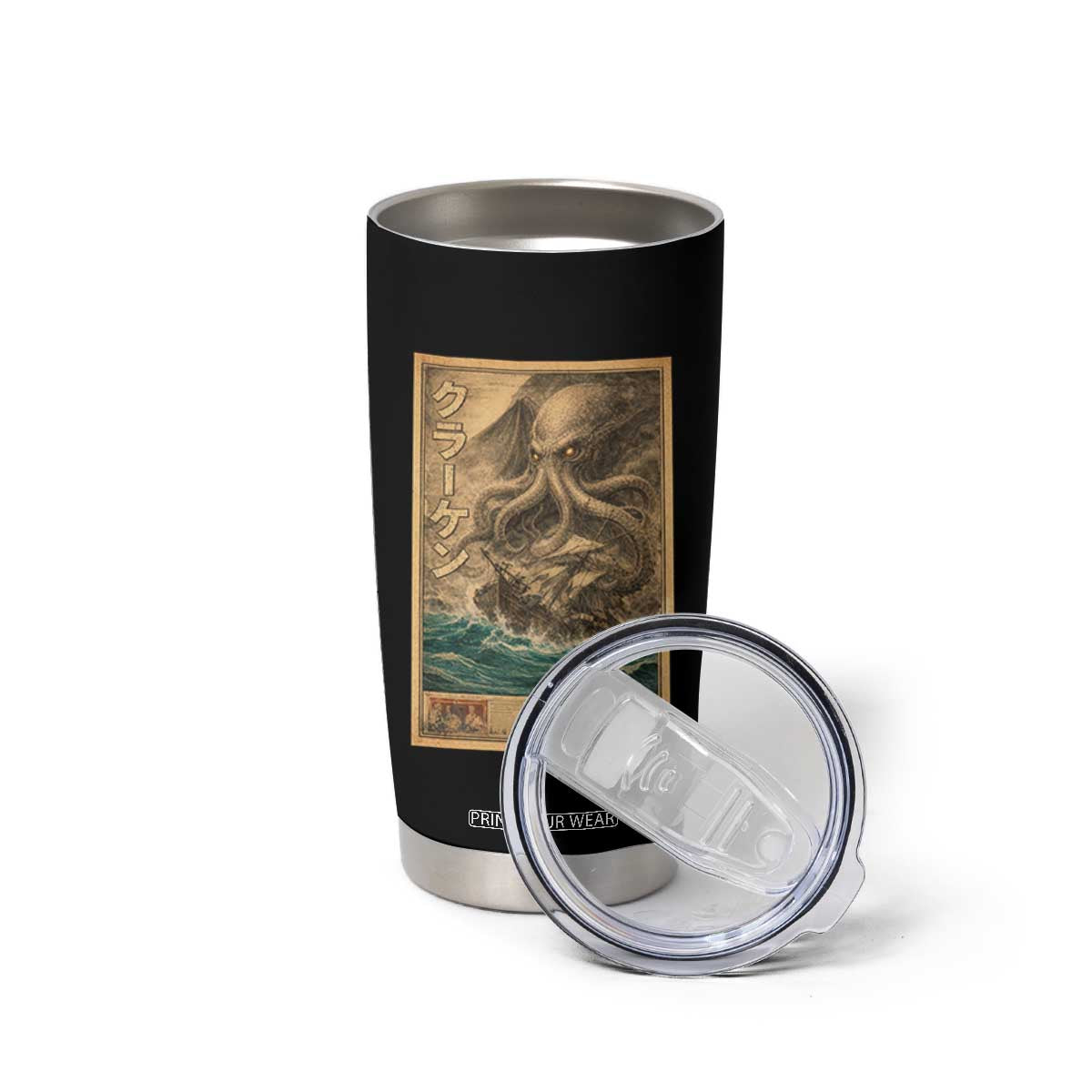 Vintage Japanese Sea Monster Tumbler Cup Retro Mythology Newspaper Ukiyo-e Art TS10 Print Your Wear