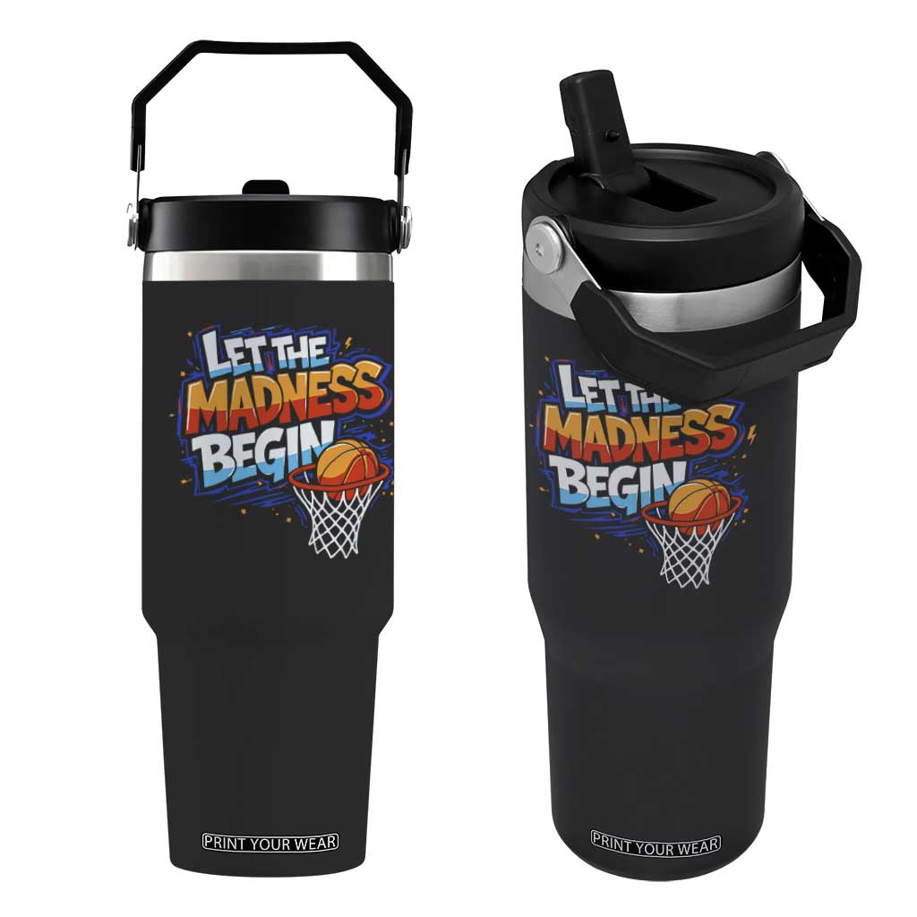 Basketball Bracket Flip Straw Tumbler Funny Let the Madness Begin Sporty Basketball Players Lovers TS10 One Size: 30 oz Black Print Your Wear