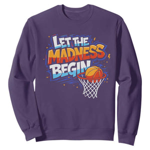 Basketball Bracket Sweatshirt Funny Let the Madness Begin Sporty Basketball Players Lovers TS10 Purple Print Your Wear