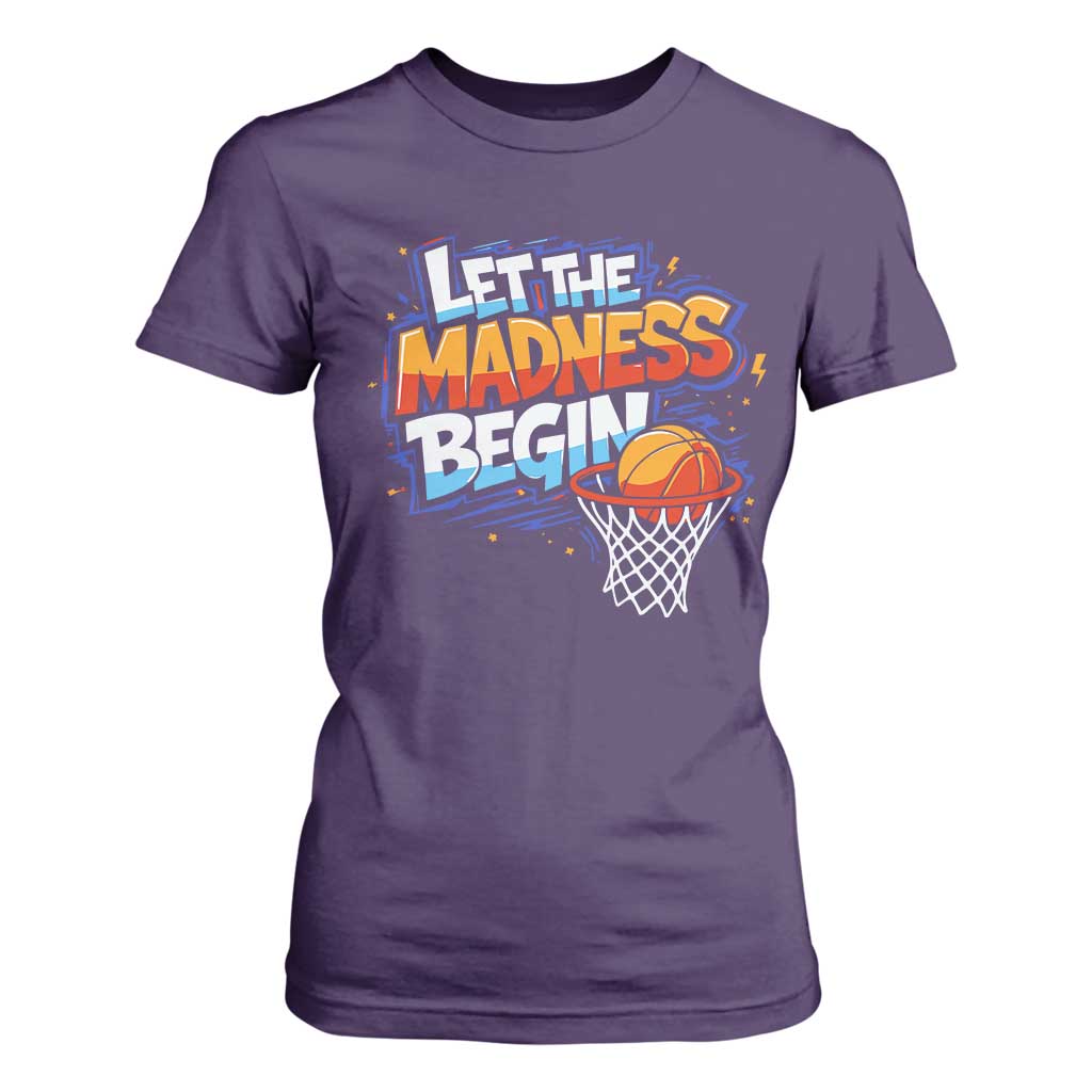 Basketball Bracket T Shirt For Women Funny Let the Madness Begin Sporty Basketball Players Lovers TS10 Purple Print Your Wear