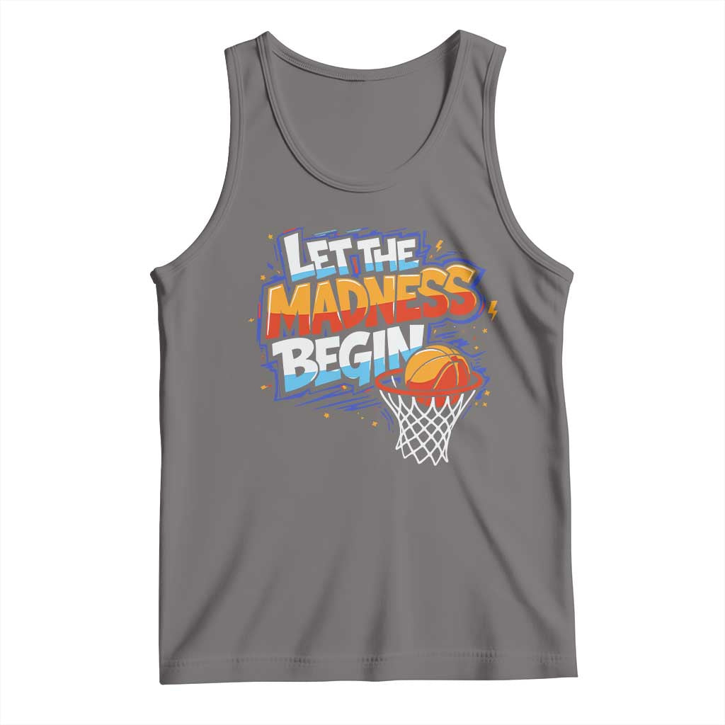 Basketball Bracket Tank Top Funny Let the Madness Begin Sporty Basketball Players Lovers TS10 Deep Heather Print Your Wear