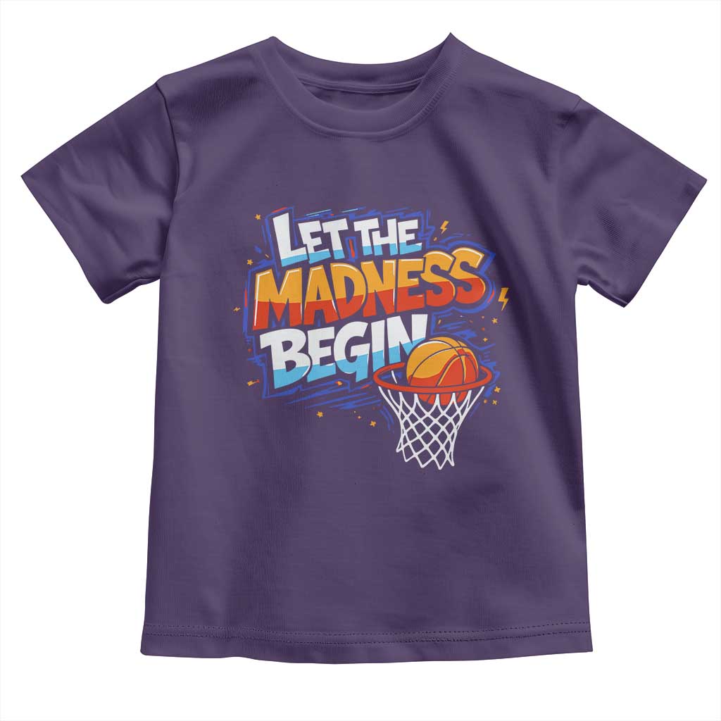 Basketball Bracket Toddler T Shirt Funny Let the Madness Begin Sporty Basketball Players Lovers TS10 Purple Print Your Wear