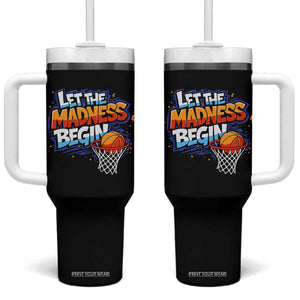 Basketball Bracket Tumbler With Handle Funny Let the Madness Begin Sporty Basketball Players Lovers TS10 One Size: 40 oz Black Print Your Wear