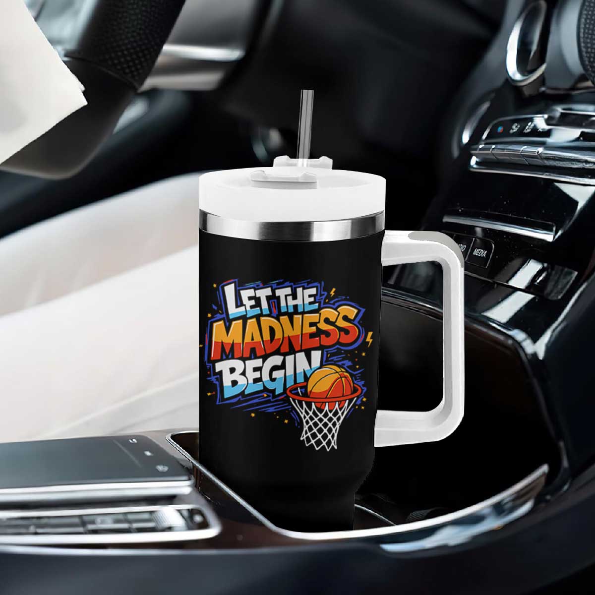 Basketball Bracket Tumbler With Handle Funny Let the Madness Begin Sporty Basketball Players Lovers TS10 Print Your Wear