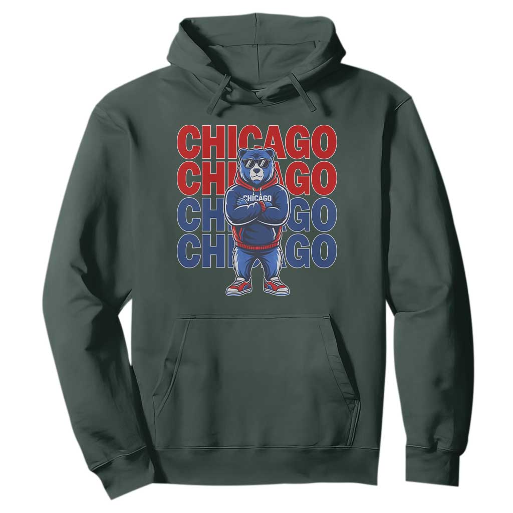 Vintage Chicago Pride Graphic Hoodie US State Sports Fan Baseball Lover TS10 Dark Forest Green Print Your Wear