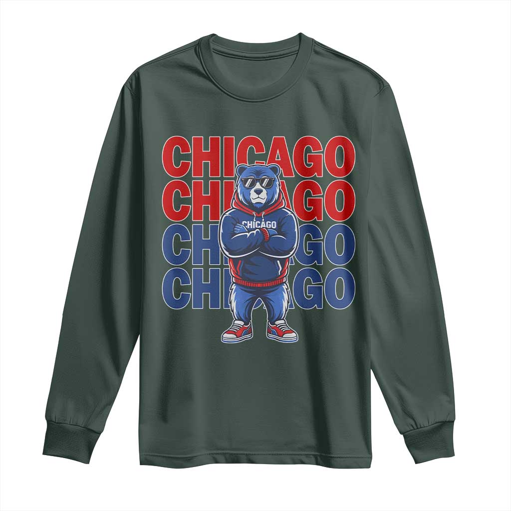 Vintage Chicago Pride Graphic Long Sleeve Shirt US State Sports Fan Baseball Lover TS10 Dark Forest Green Print Your Wear